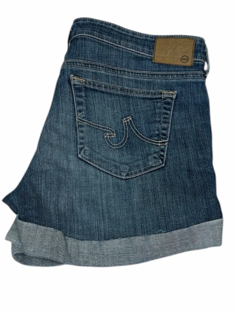 AG The Hailey Ex-Boyfriend Roll Up Denim Shorts Size 27 Medium Wash Premium - Picture 8 of 8